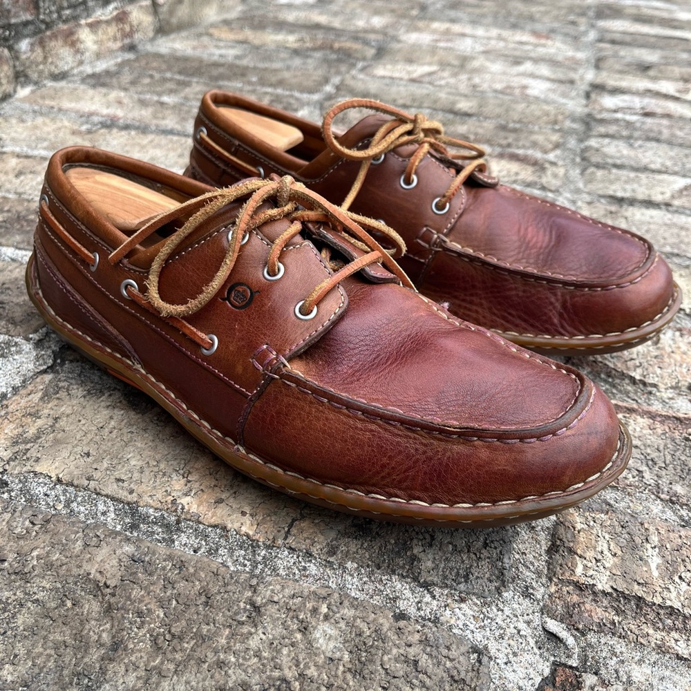 Born Wayz M6056 Men's Casual Shoes Lace Up Leather Brown Size 11/45